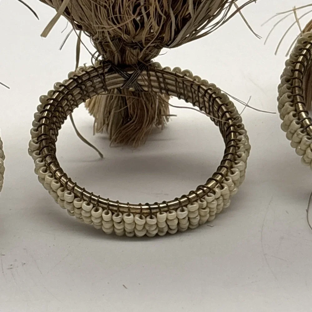 Cynthia Rowley Wheat Napkin Rings SET OF 4 Thanksgiving Harvest Fall Autumn